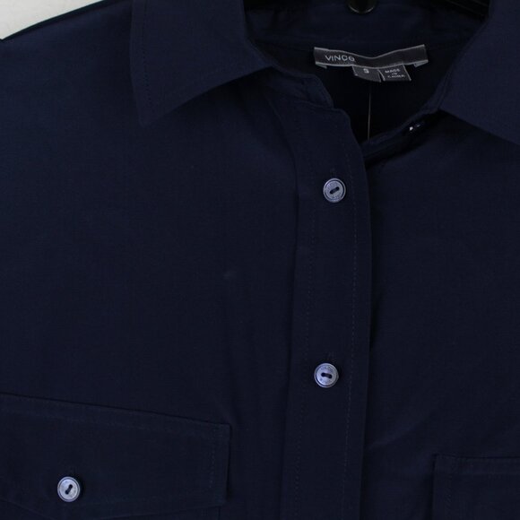 NEW VINCE Patch Pocket Long Sleeve Silk Blouse - Work to Dinner, Small - Picture 7 of 11